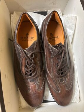 Di Bianco Brown Leather Derby Shoes for Men